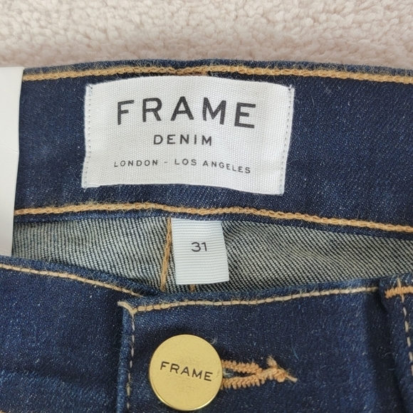 Frame Le Skinny De Jeanne Fellah Slit Rivet Clean Denim Blue Jeans Sz 31 NEW - Picture 10 of 16
